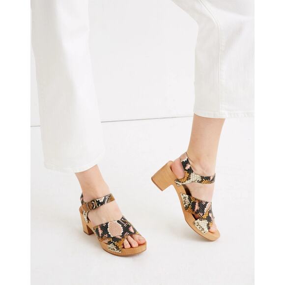 Madewell The Johanna Crisscross Sandal Snake Embossed Leather Sz 7.5 - Picture 3 of 11